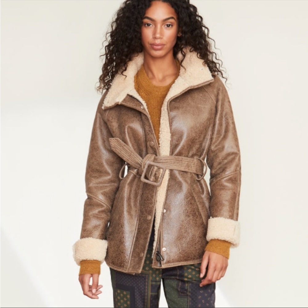 Veronica Beard Bonny Leather Coat size L
